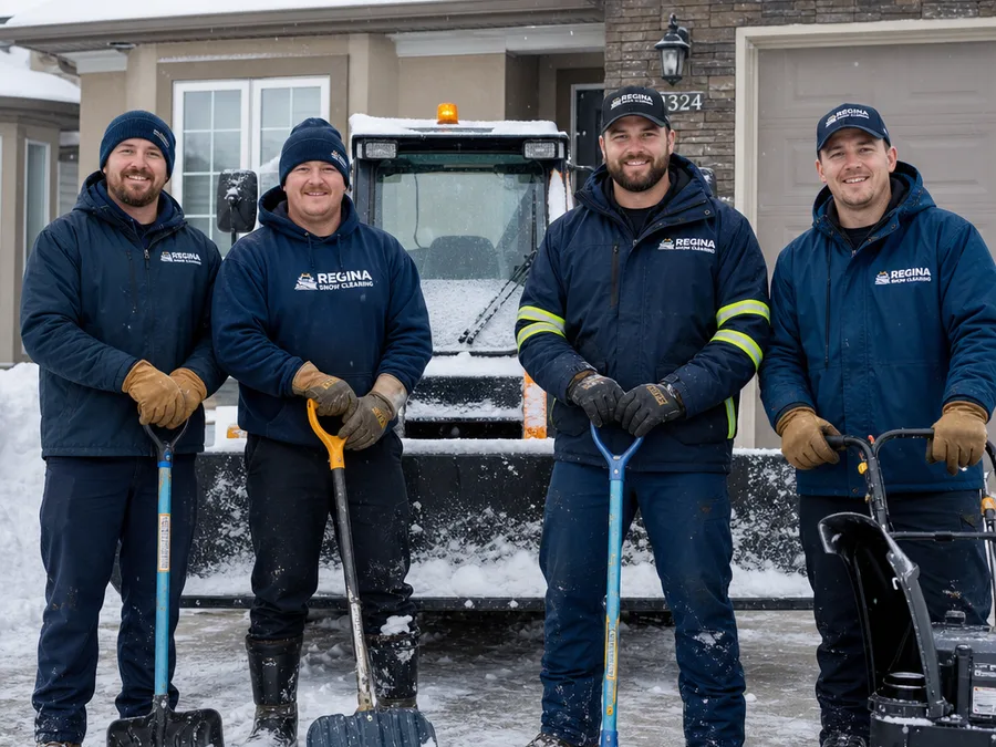 Regina snow clearing team beside their winter equipment